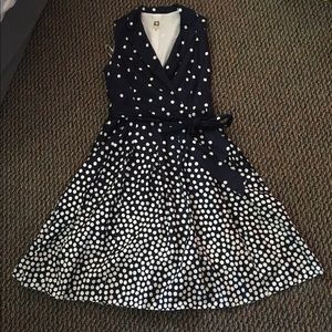 Anne Klein Navy Blue Polka Dot Dress
